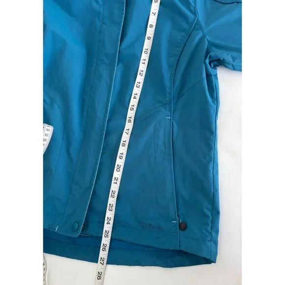 L.L. Bean Jacket S Reg Waterproof Hooded Rain Teal Blue Hiking Travel Gorpcore - Picture 6 of 15